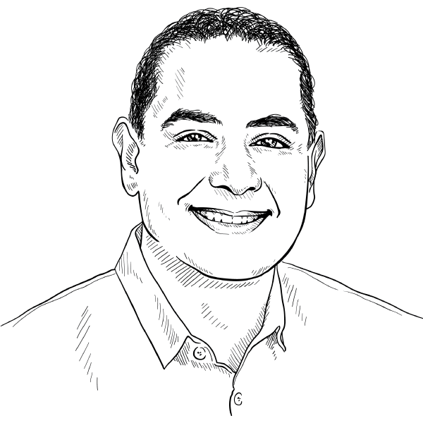 Pen sketch portrait of Moe Arora