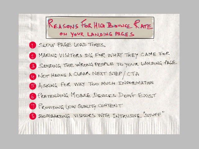 Napkin sketch: Reasons For High Bounce Rate On Your Landing Pages