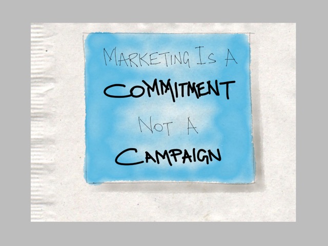 Napkin sketch: Marketing Is A Commitment, Not A Campaign